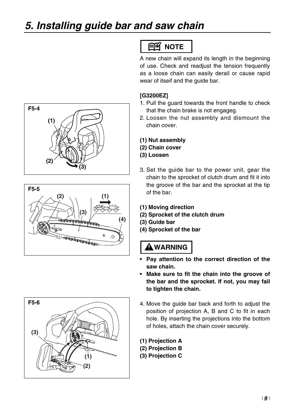 Installing guide bar and saw chain | RedMax G3200 User Manual | Page 9 / 40