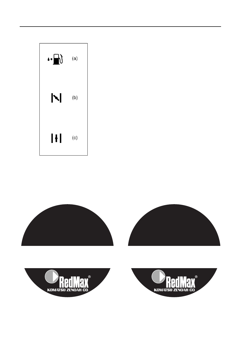 Symbols on the machine, Important engine information | RedMax RECIPROCATOR SGCZ2500S User Manual | Page 5 / 32