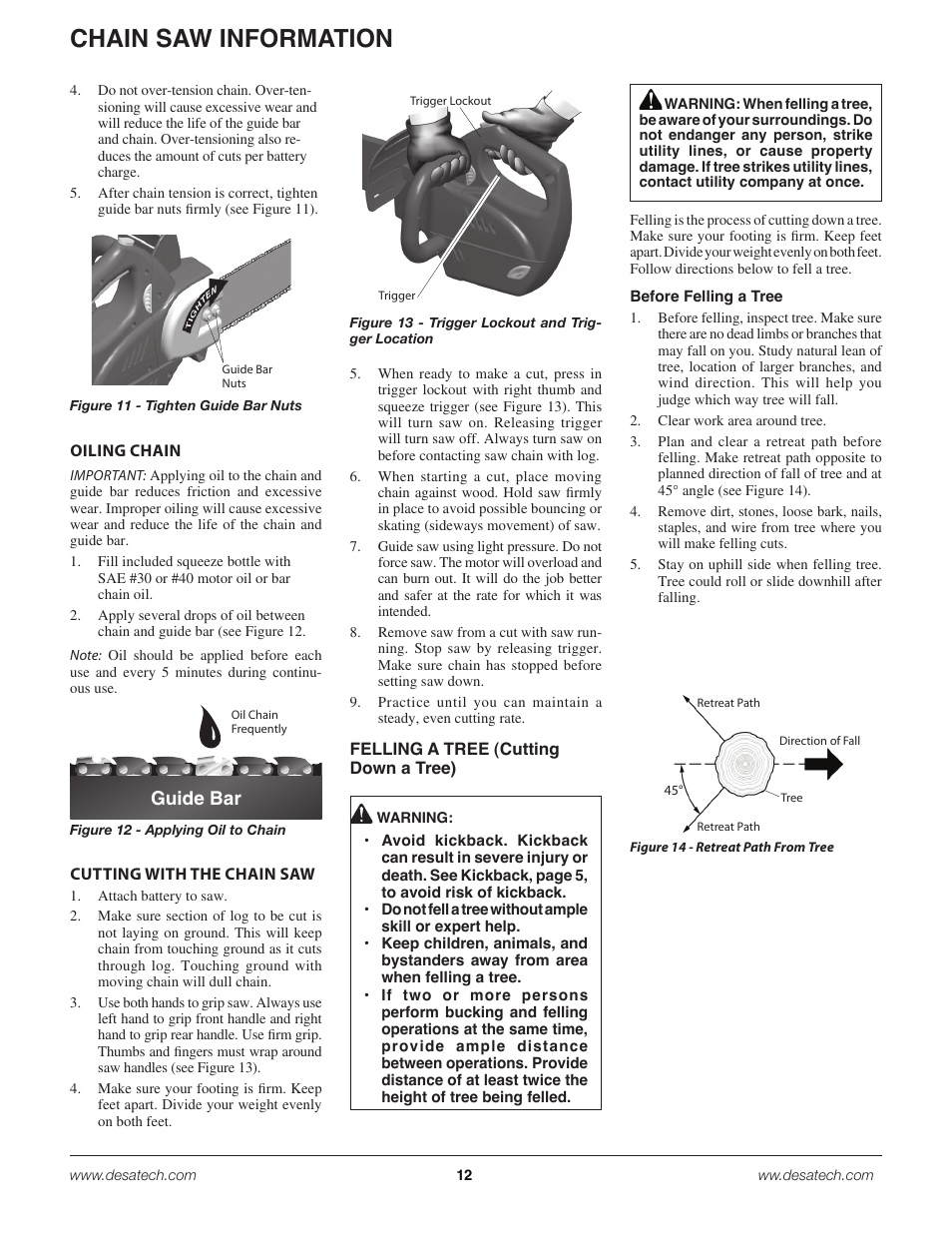Chain saw information, Guide bar | Remington Power Tools 18 Volt Cordless BS188A User Manual | Page 12 / 46