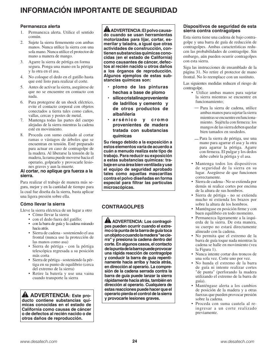 Información importante de seguridad, Advertencia | Remington Power Tools 18 Volt Cordless BS188A User Manual | Page 24 / 46