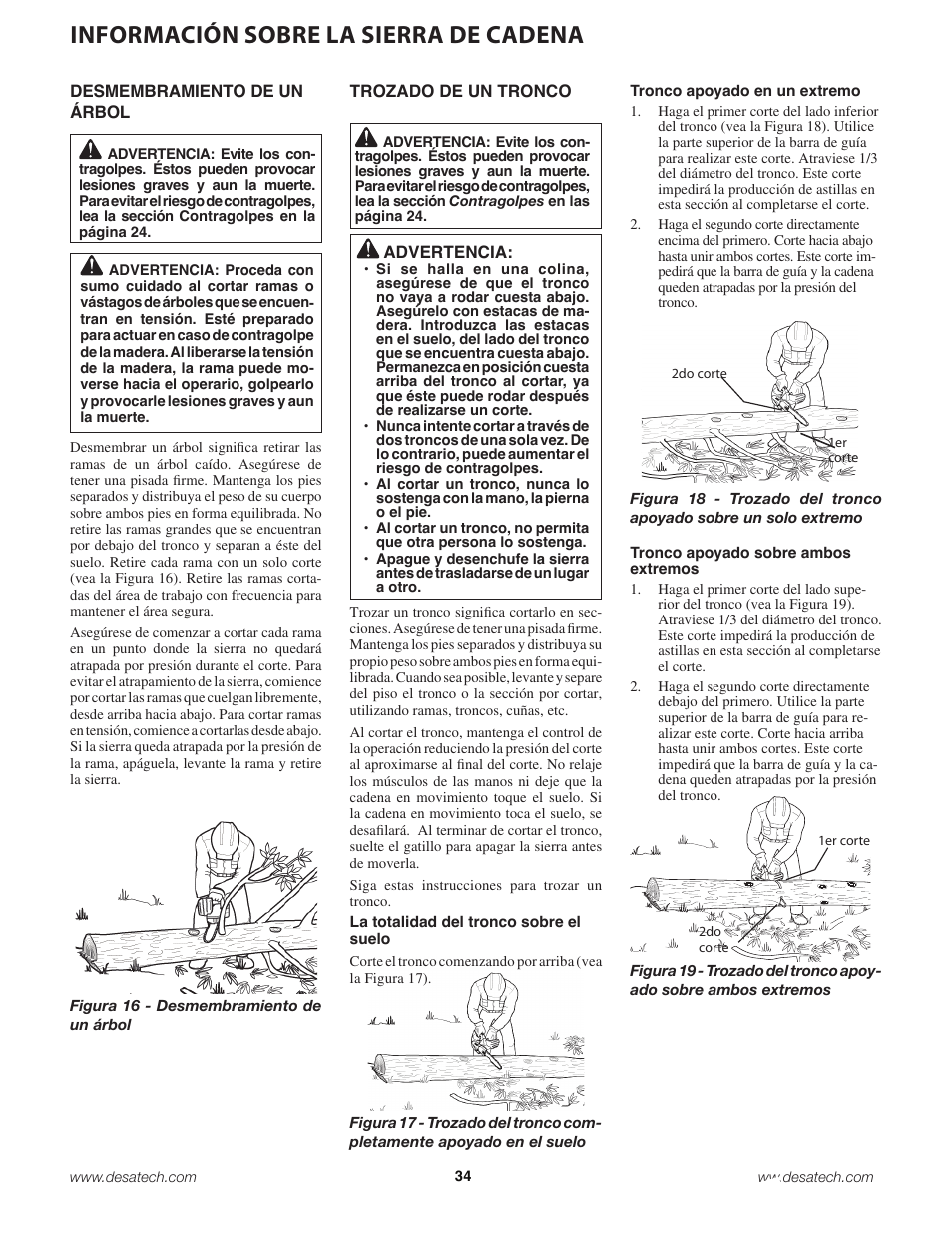 Información sobre la sierra de cadena | Remington Power Tools 18 Volt Cordless BS188A User Manual | Page 34 / 46
