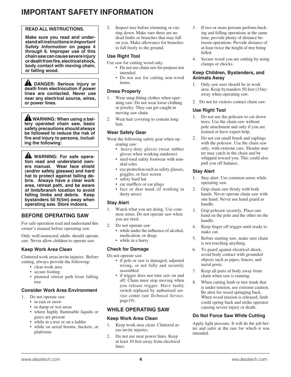Important safety information | Remington Power Tools 18 Volt Cordless BS188A User Manual | Page 4 / 46