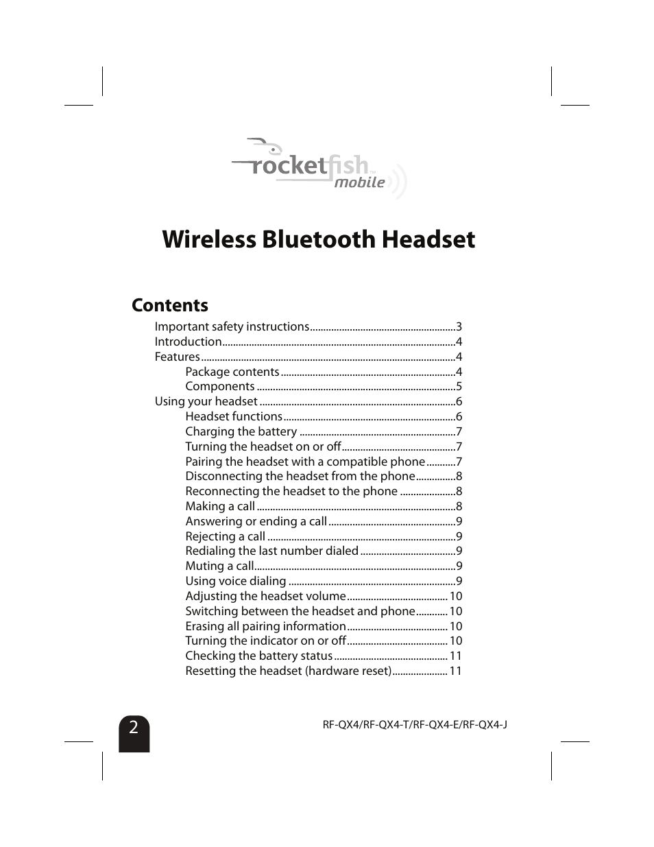 RocketFish RF-QX4 User Manual | Page 2 / 15