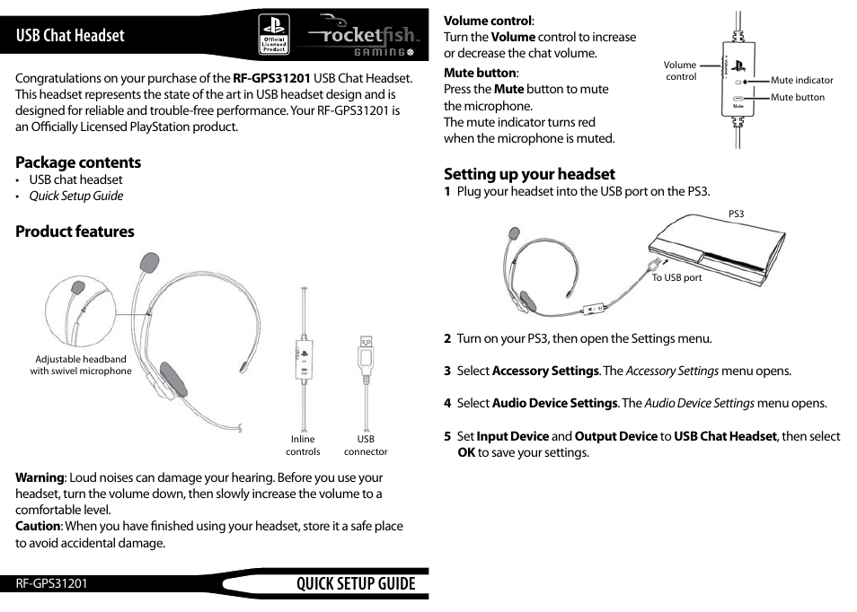 RocketFish RF-GPS31201 User Manual | 2 pages