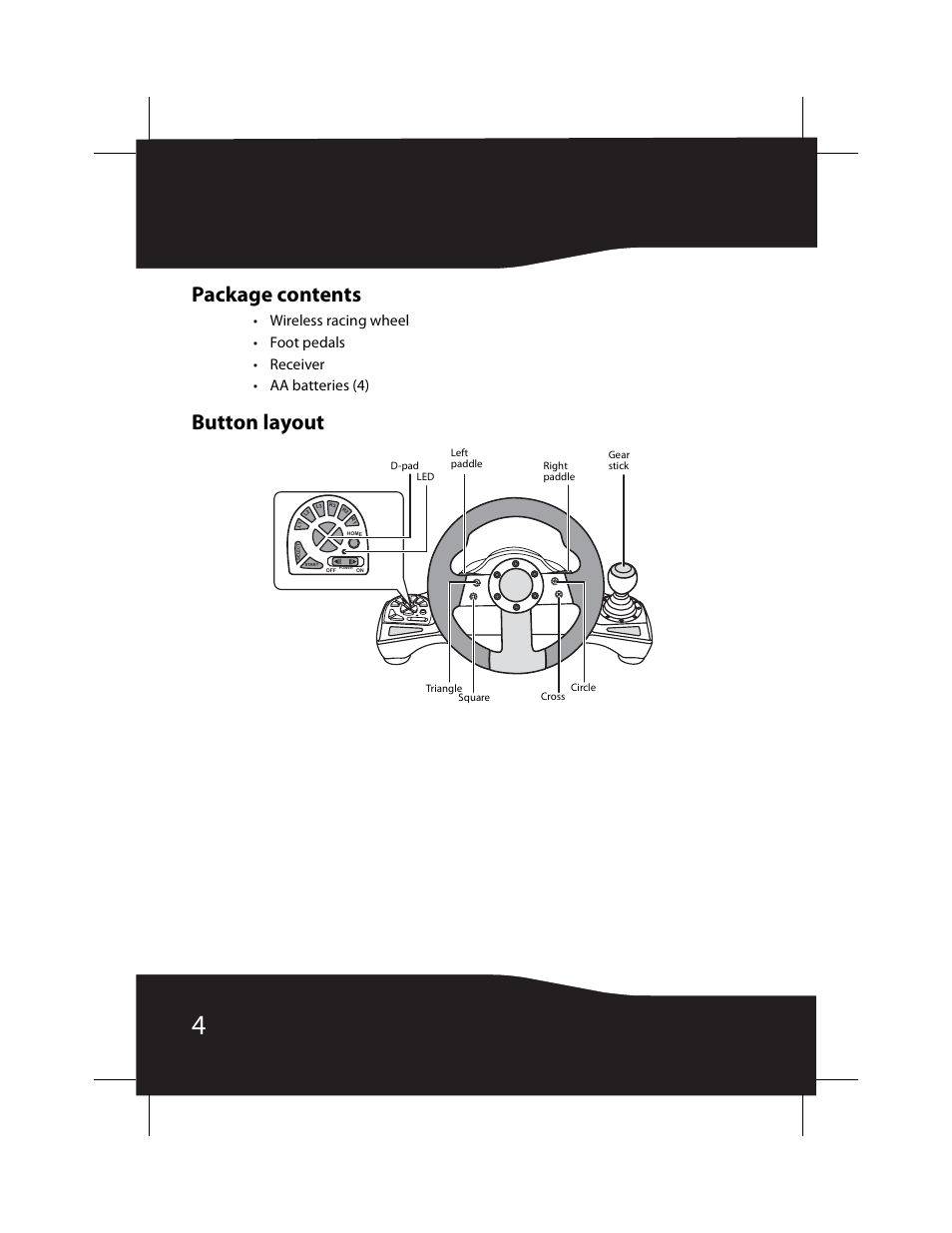 Package contents, Button layout | RocketFish RF-GPS3009 User Manual | Page 4 / 16