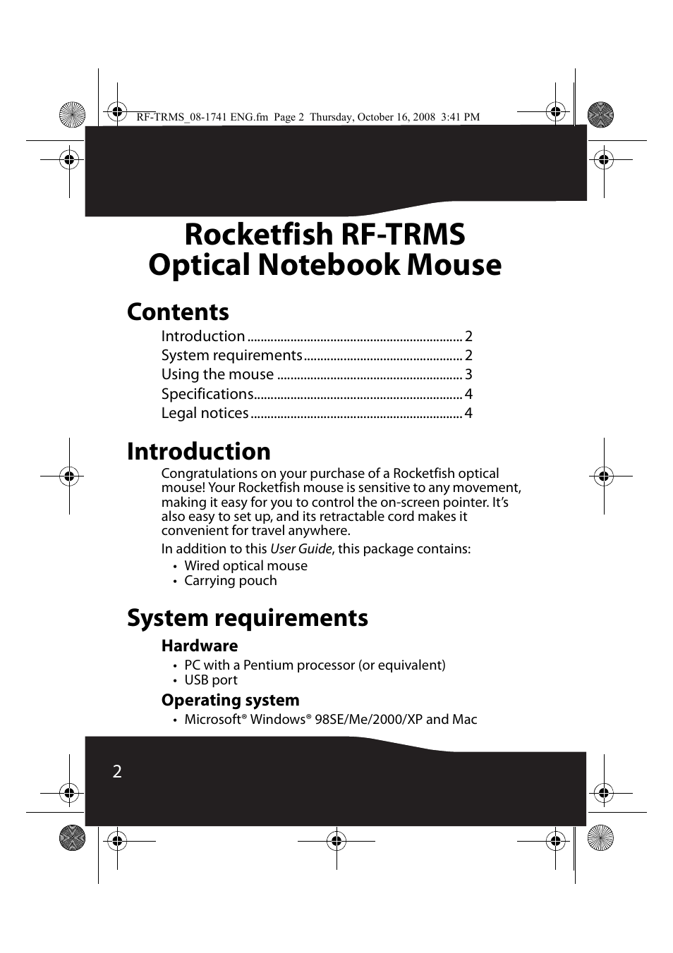 RocketFish RF-TRMS User Manual | Page 2 / 8