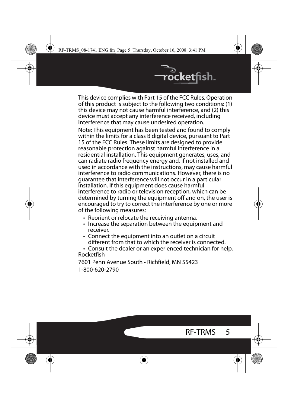 5rf-trms | RocketFish RF-TRMS User Manual | Page 5 / 8