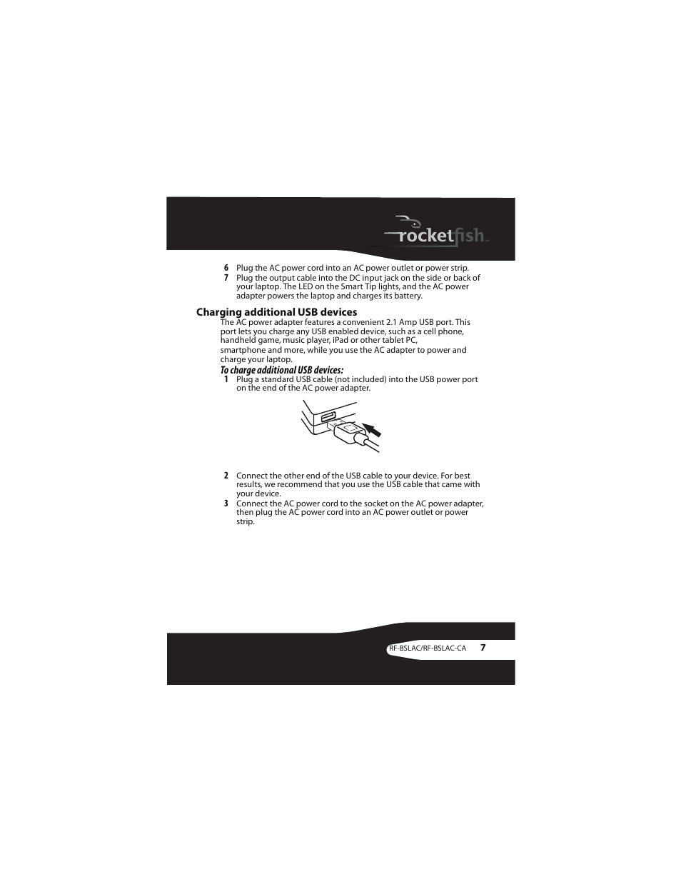 Charging additional usb devices | RocketFish RF-BSLAC User Manual | Page 7 / 16