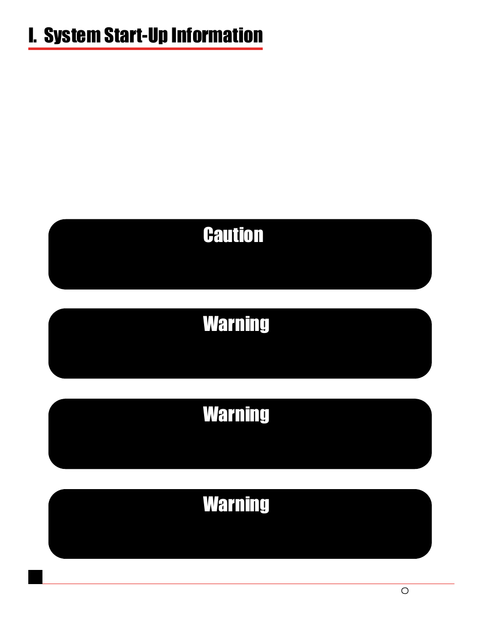 I. system start-up information, Caution, Warning | Oneida Air Systems 5 & 7.5 HP Direct Drive Cyclonic Dust Collectors User Manual | Page 3 / 16