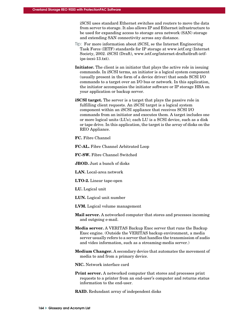 Overland Storage REO 9000 User Manual | Page 164 / 170