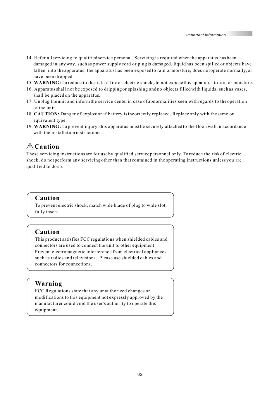 Caution, Warning | Olevia LT42HVi User Manual | Page 4 / 97