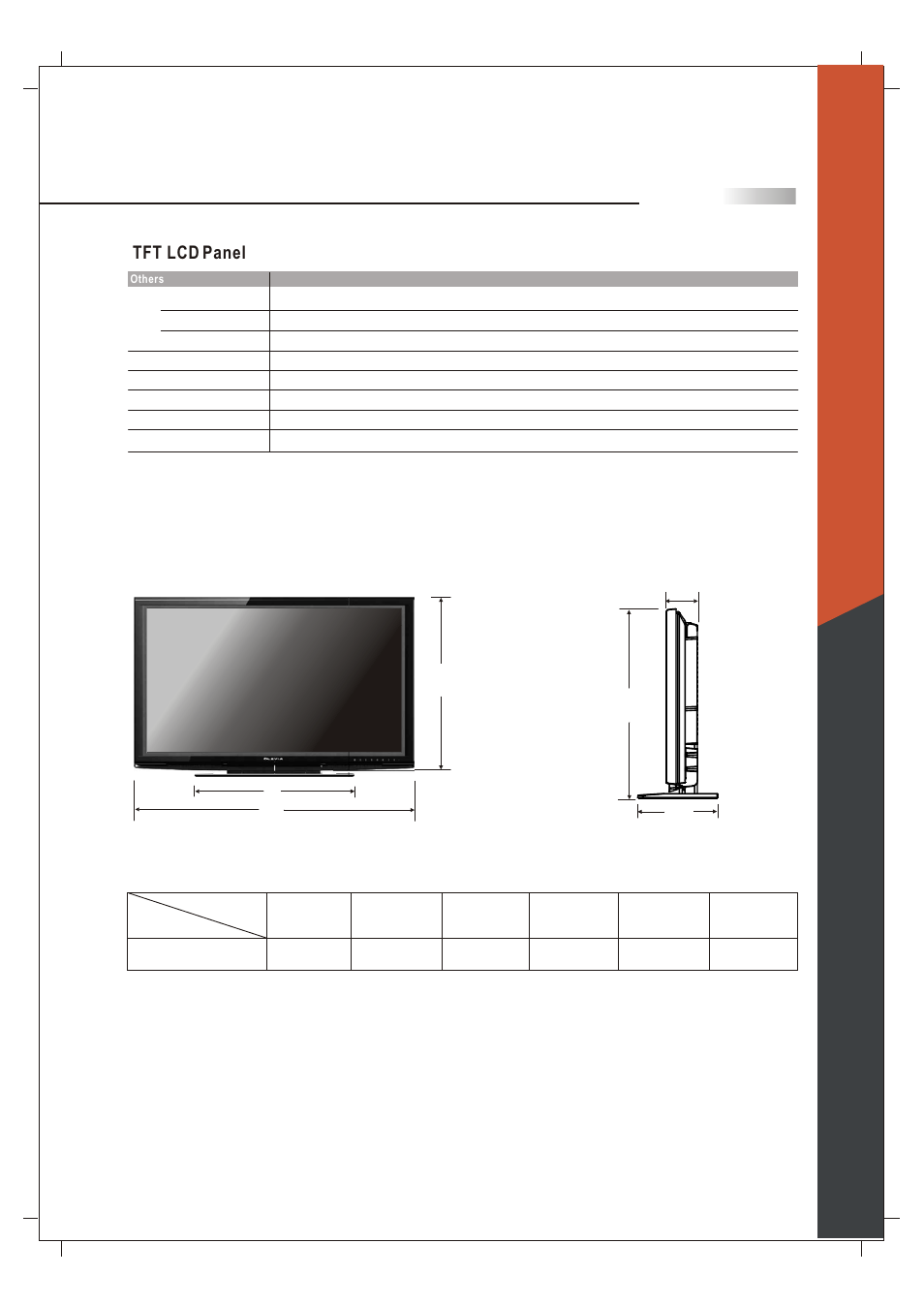 Dimensional drawing tft lcd panel | Olevia 265T FHD User Manual | Page 68 / 75