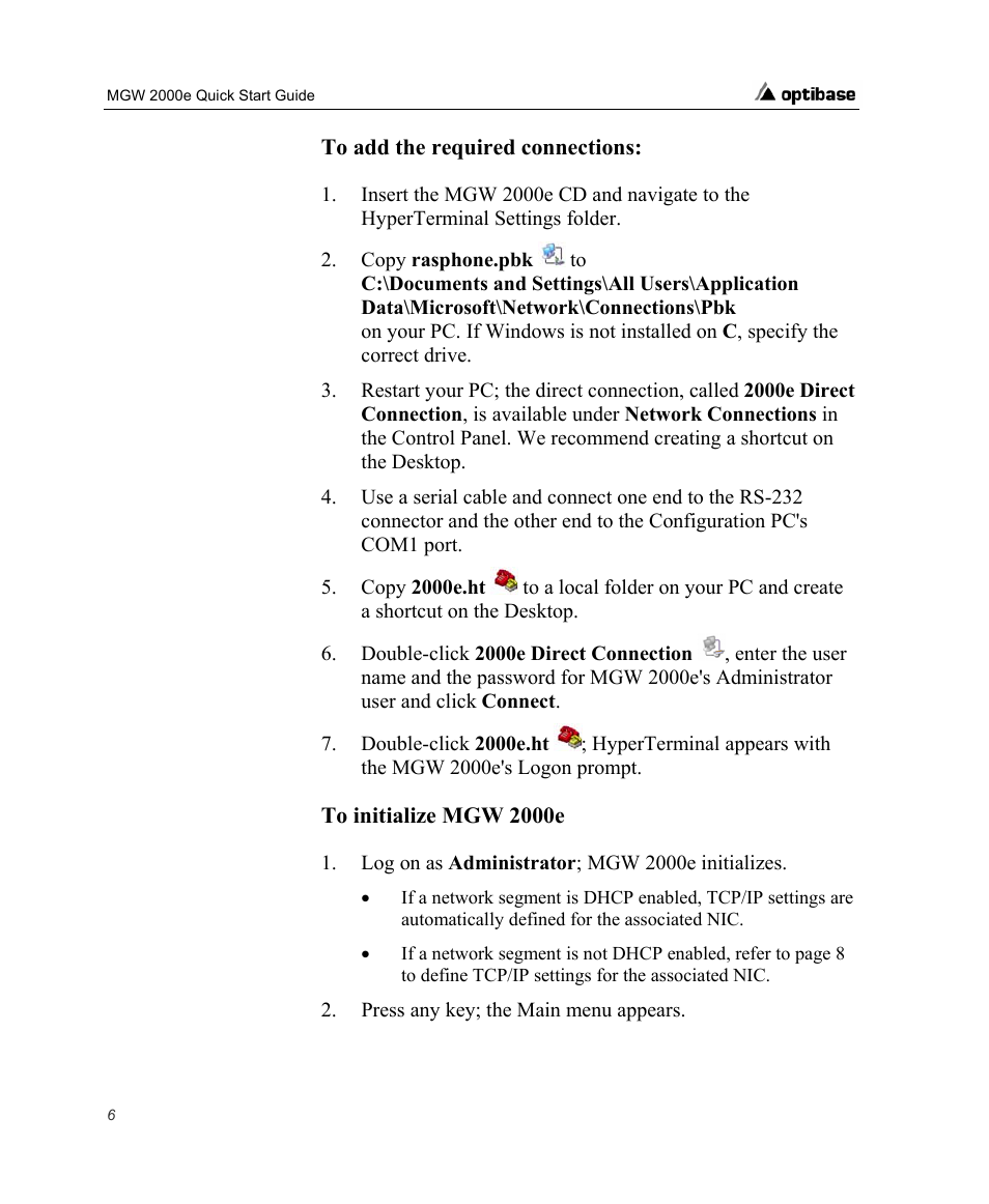 Optibase MGW 2000e User Manual | Page 12 / 28