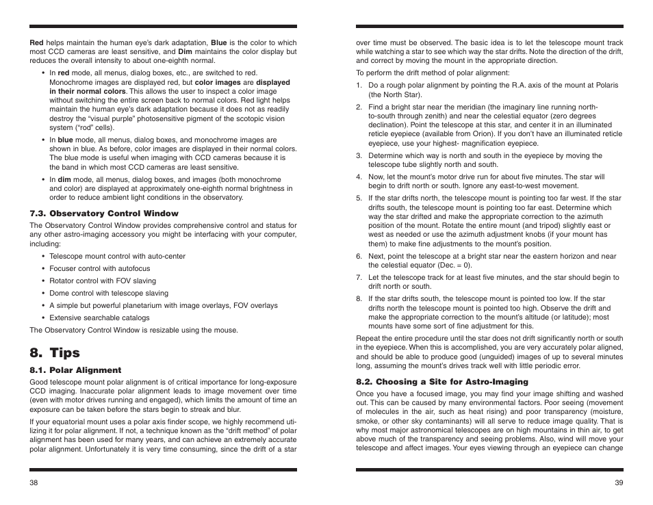 Tips | Orion PARSEC 8300M User Manual | Page 20 / 23