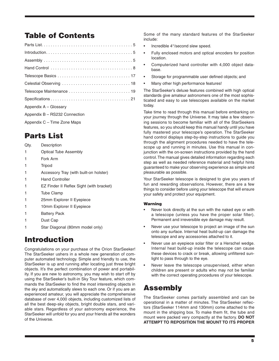 Orion 9533 User Manual | Page 5 / 34