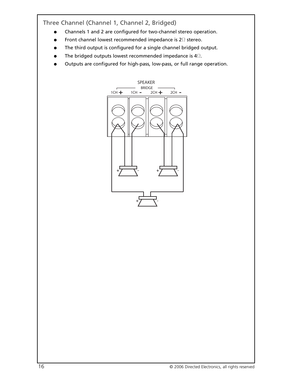 Three channel (channel 1, channel 2, bridged) | Orion HP-4600 User Manual | Page 17 / 28