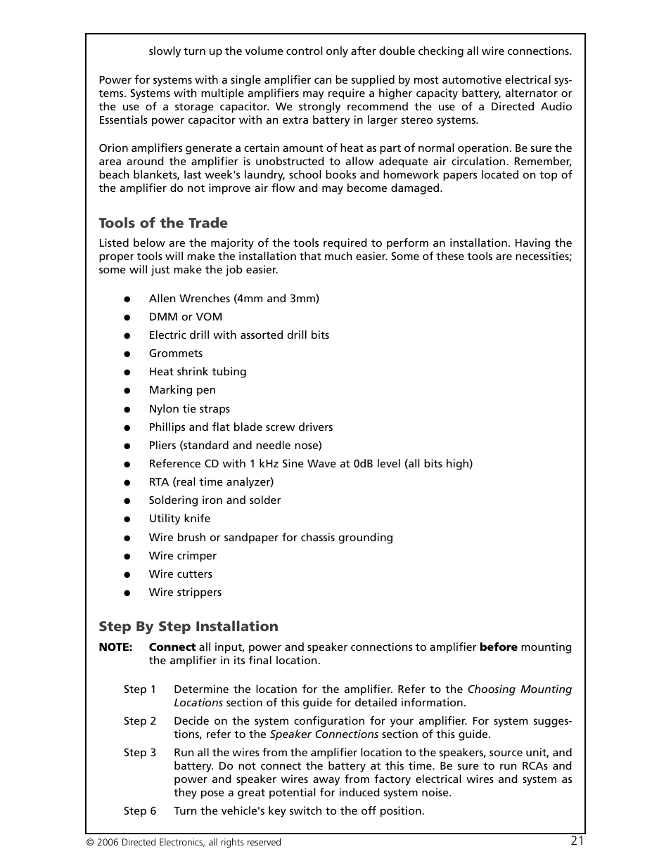 Tools of the trade, Step by step installation | Orion HP-4600 User Manual | Page 22 / 28