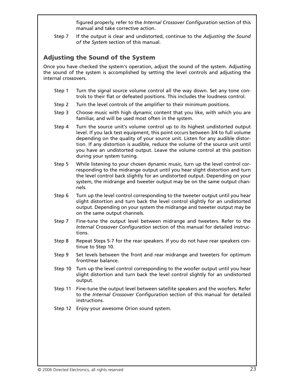 Adjusting the sound of the system | Orion HP-4600 User Manual | Page 24 / 28