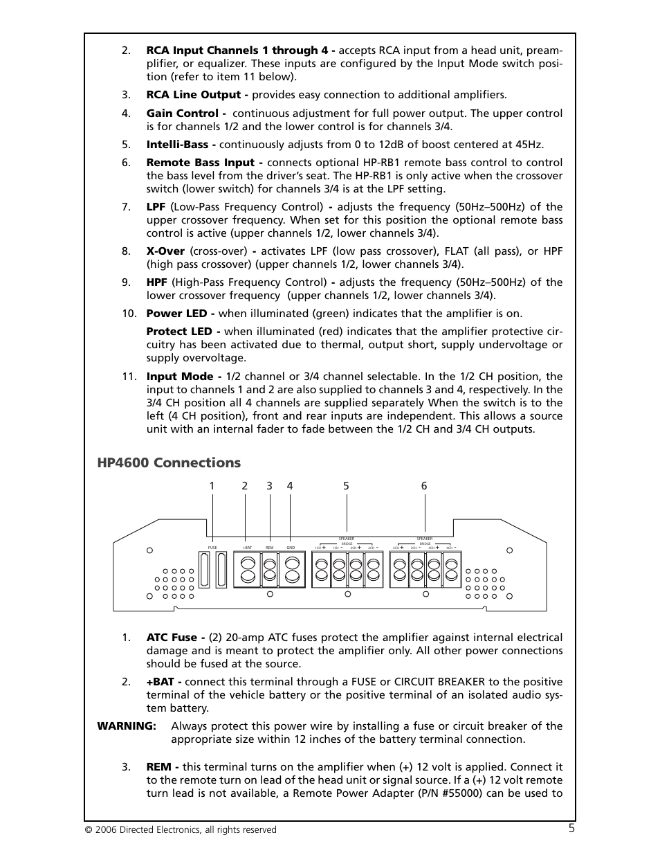 Hp4600 connections | Orion HP-4600 User Manual | Page 6 / 28