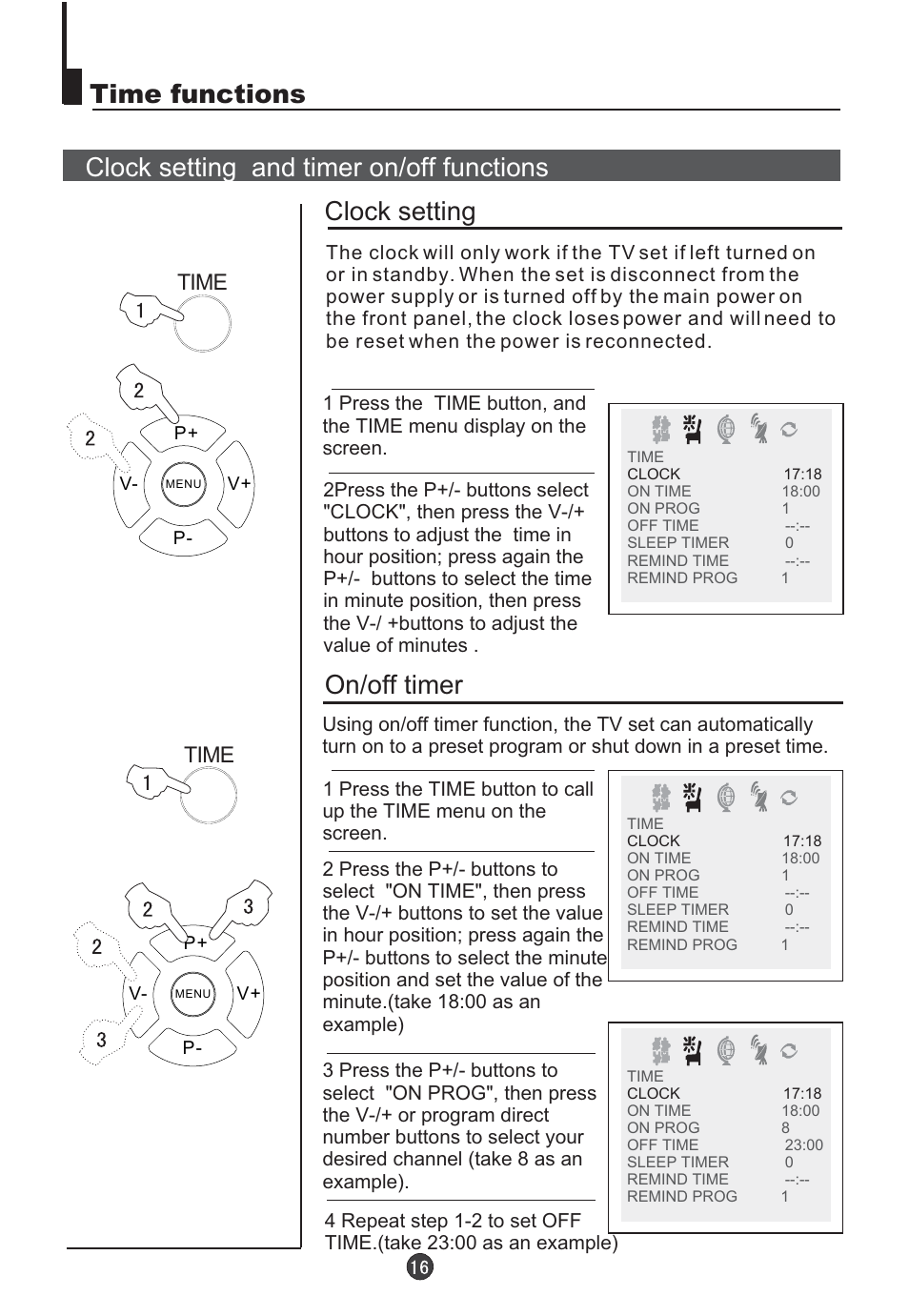 Time | Orion TV/DVD-1432 User Manual | Page 17 / 36