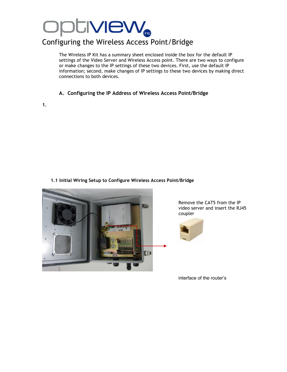Configuring the wireless access point/bridge | Optiview Enterprise Series User Manual | Page 19 / 35