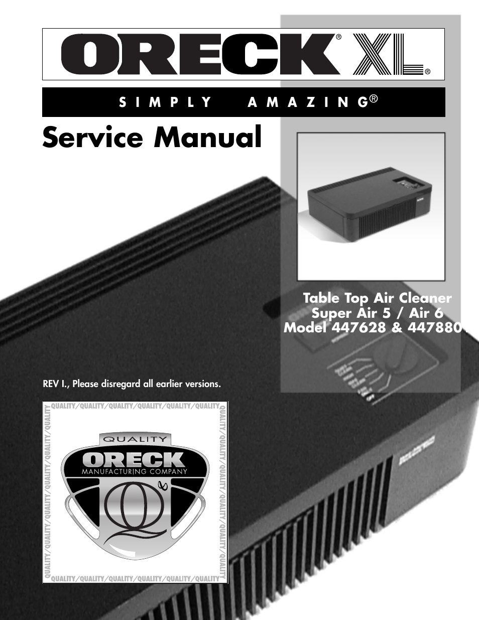 Oreck Super Air 5 447628 User Manual | 28 pages