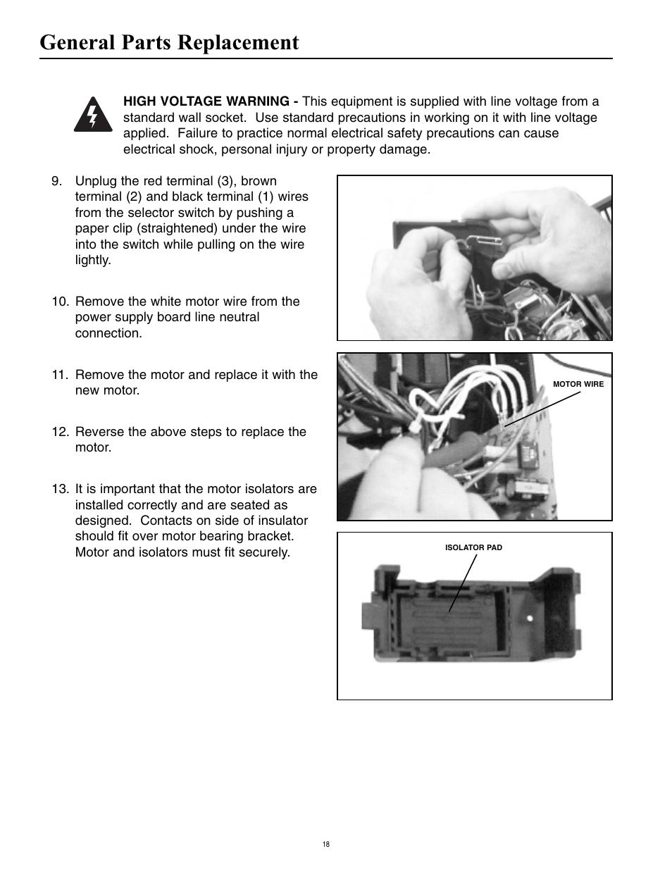 General parts replacement | Oreck Super Air 5 447628 User Manual | Page 18 / 28
