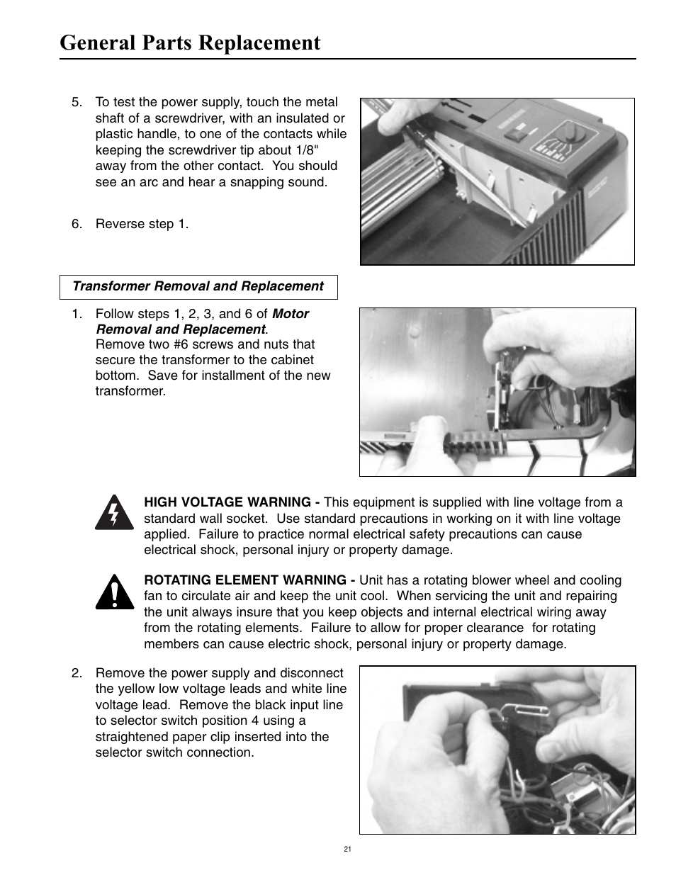 General parts replacement | Oreck Super Air 5 447628 User Manual | Page 21 / 28