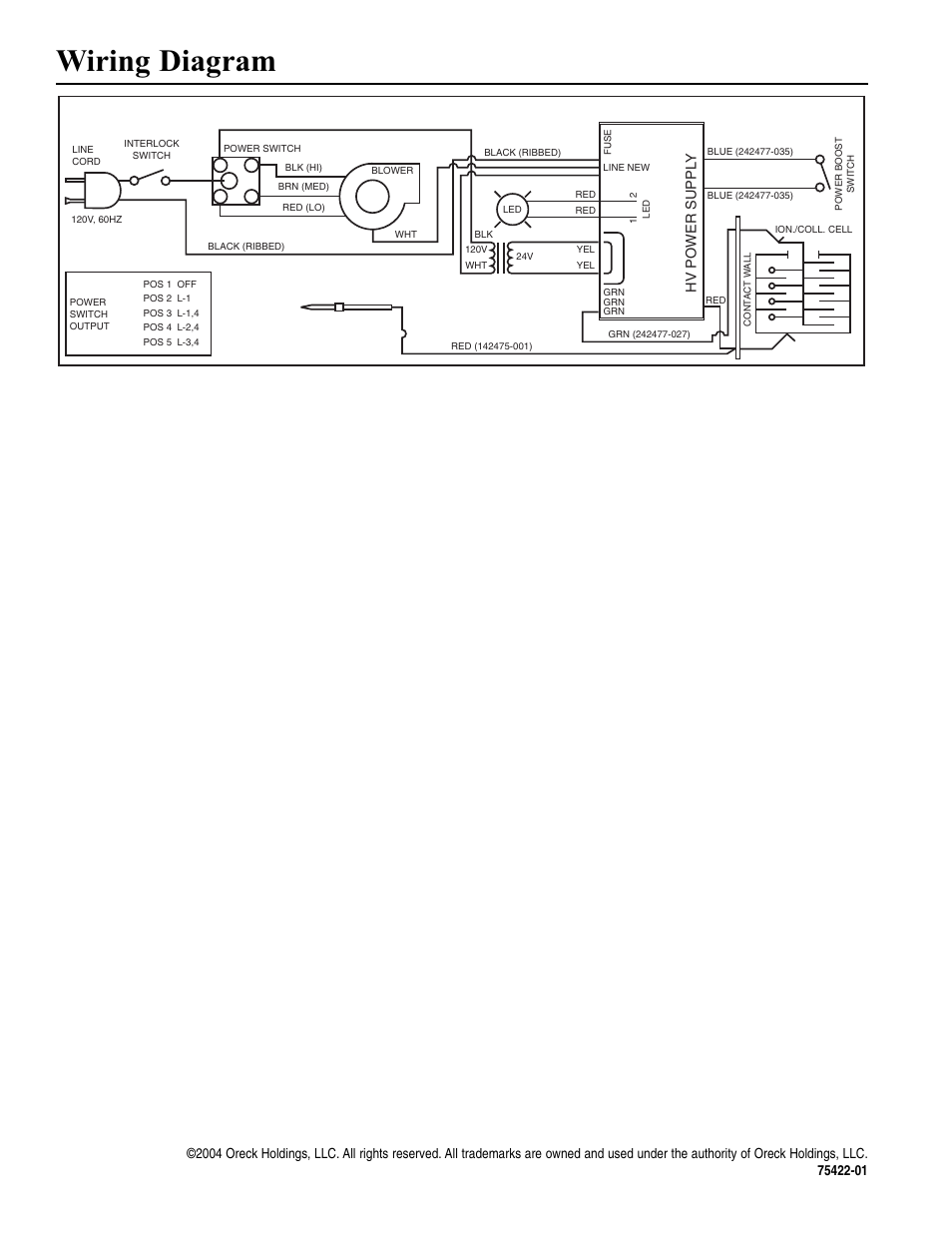 Wiring diagram | Oreck Super Air 5 447628 User Manual | Page 26 / 28