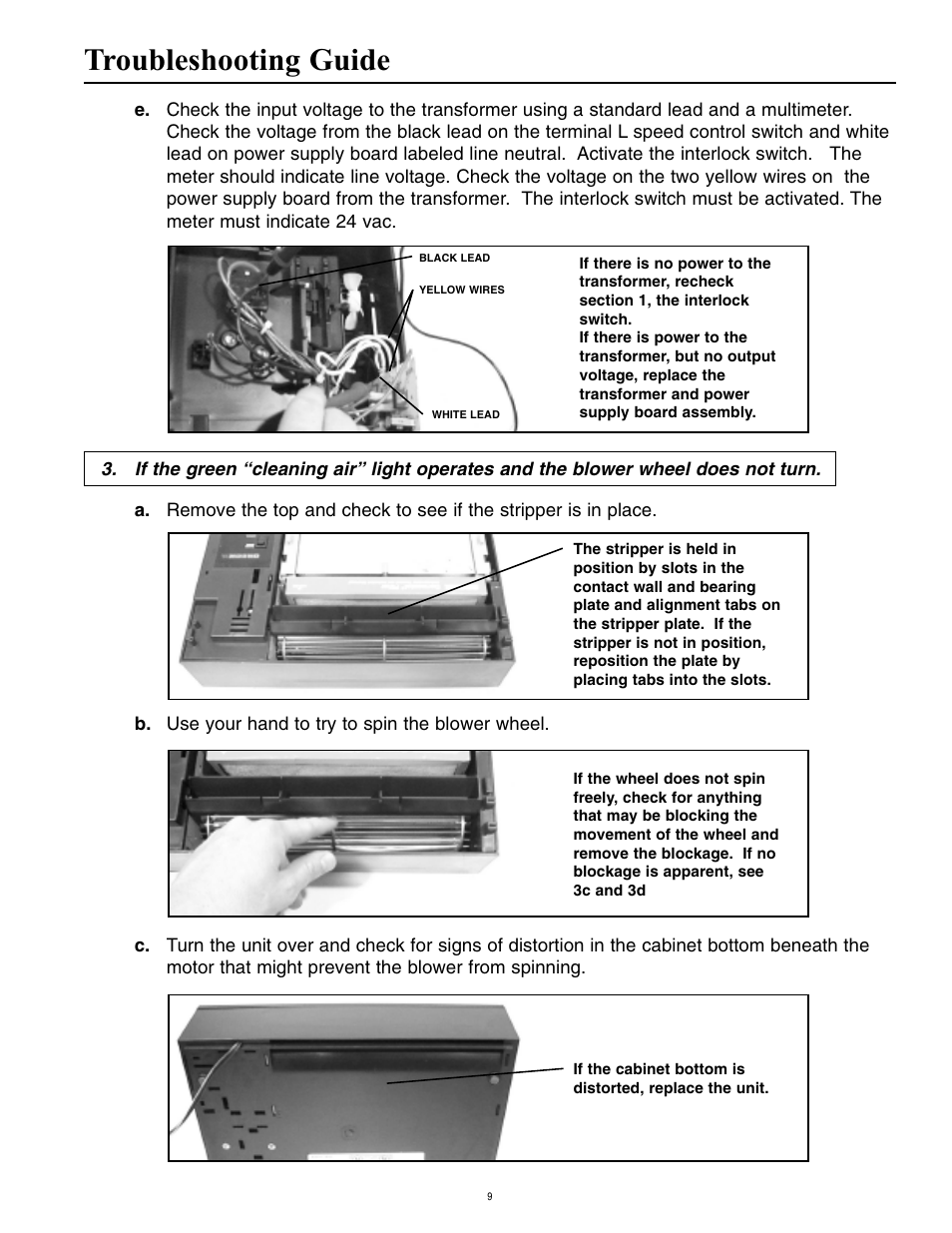 Troubleshooting guide | Oreck Super Air 5 447628 User Manual | Page 9 / 28