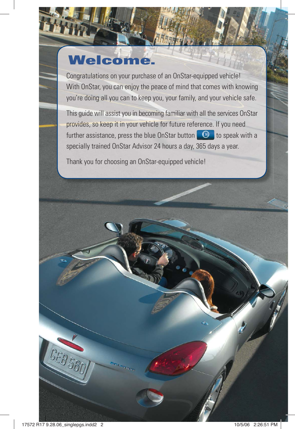 Welcome | OnStar 17572 R17 User Manual | Page 2 / 48