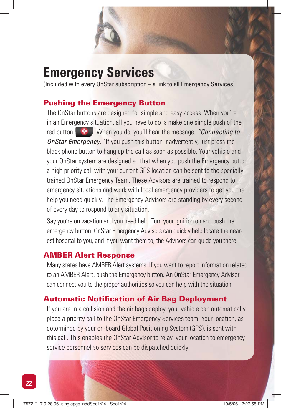 Emergency services | OnStar 17572 R17 User Manual | Page 24 / 48