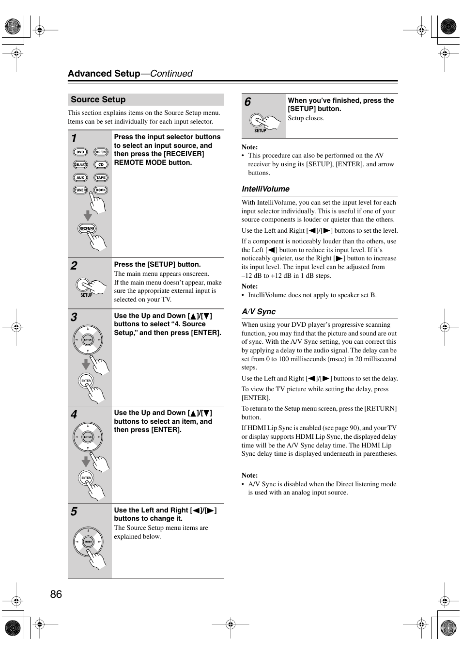 Source setup | Onkyo HT-R960 User Manual | Page 86 / 112