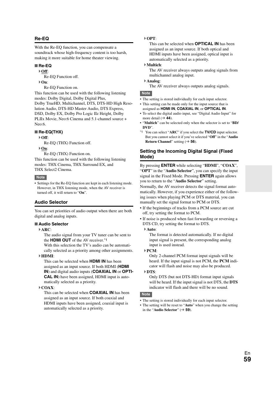E “audio selector | Onkyo TX-NR708 User Manual | Page 59 / 96