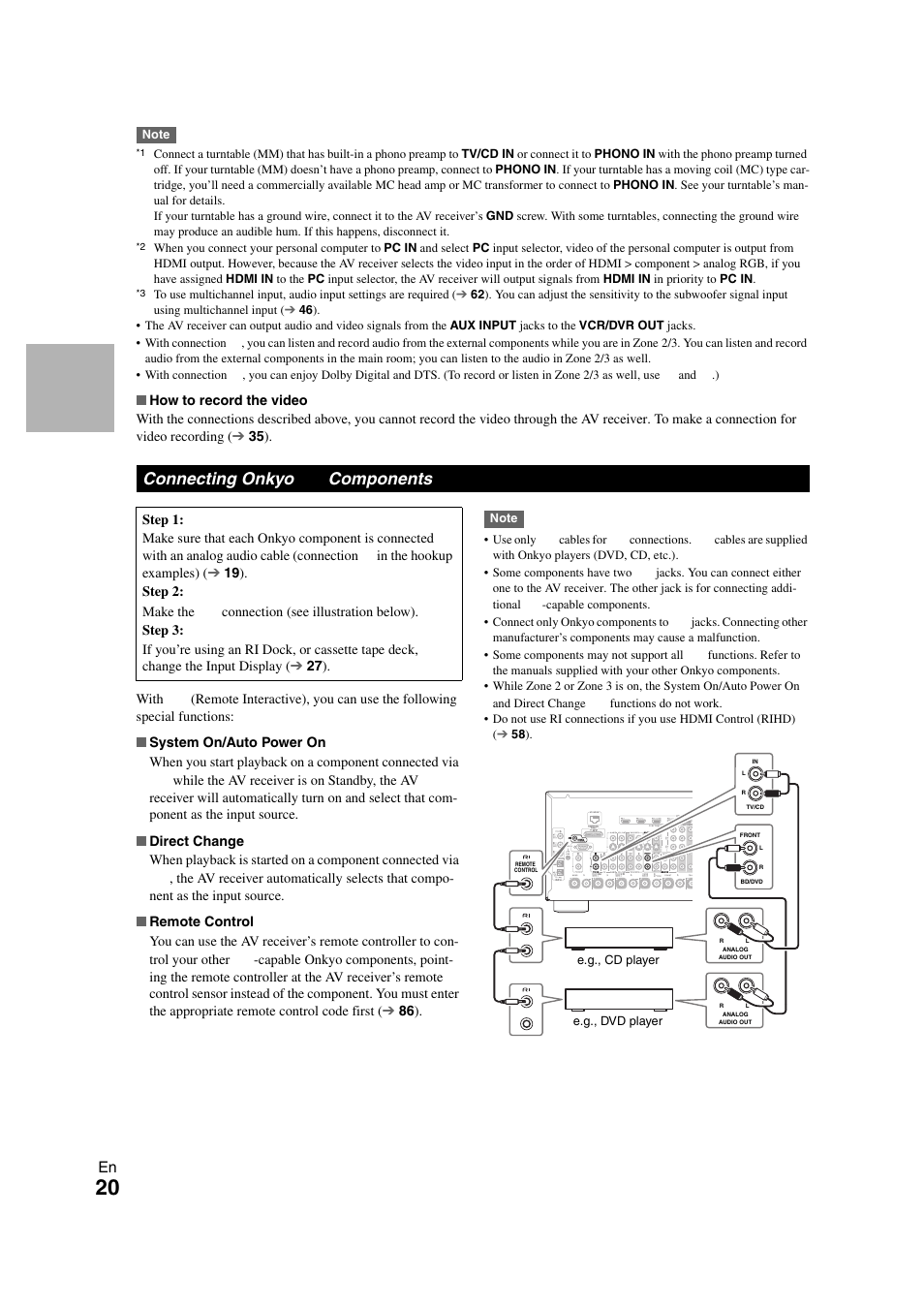 Connecting onkyo ri components, Connecting onkyo, Connecting onkyo components | Onkyo TX-NR1008 User Manual | Page 20 / 104