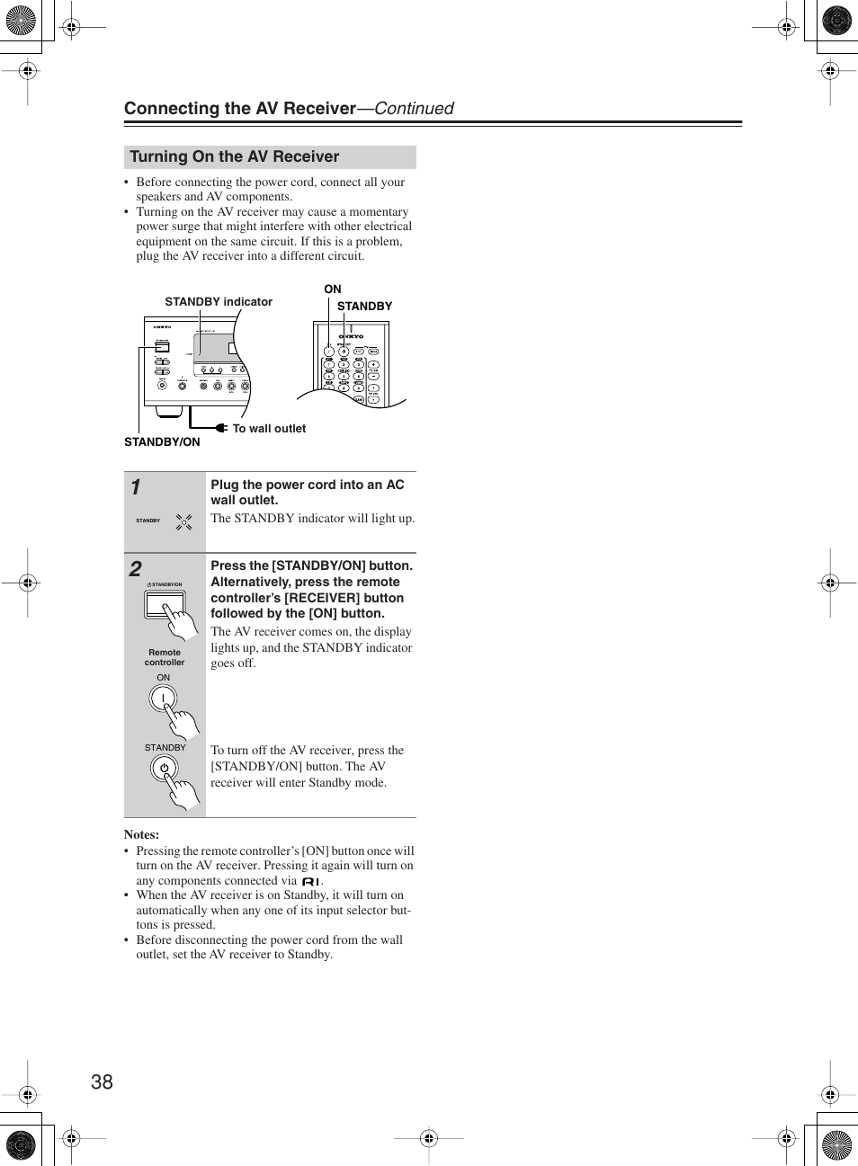 Connecting the av receiver —continued | Onkyo TX-SR8360 User Manual | Page 38 / 92