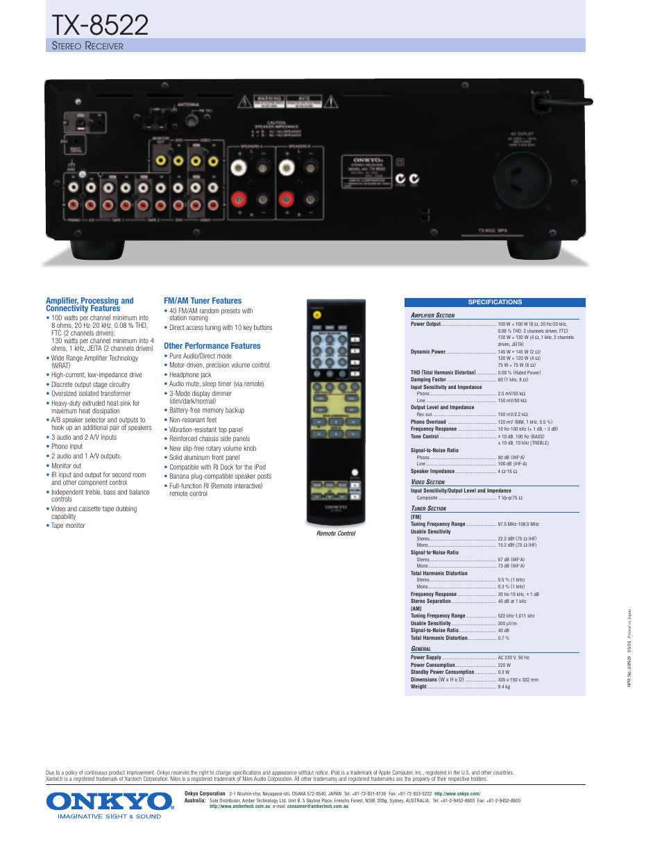 Tx-8522 | Onkyo TX-8522 User Manual | Page 2 / 2