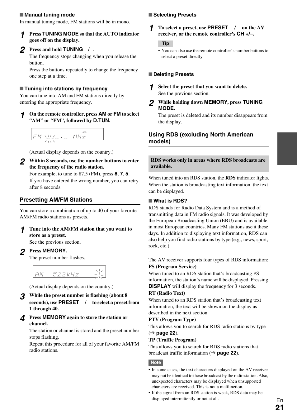 To 21, N (21 | Onkyo AV RECEIVER HT-RC330 User Manual | Page 21 / 56