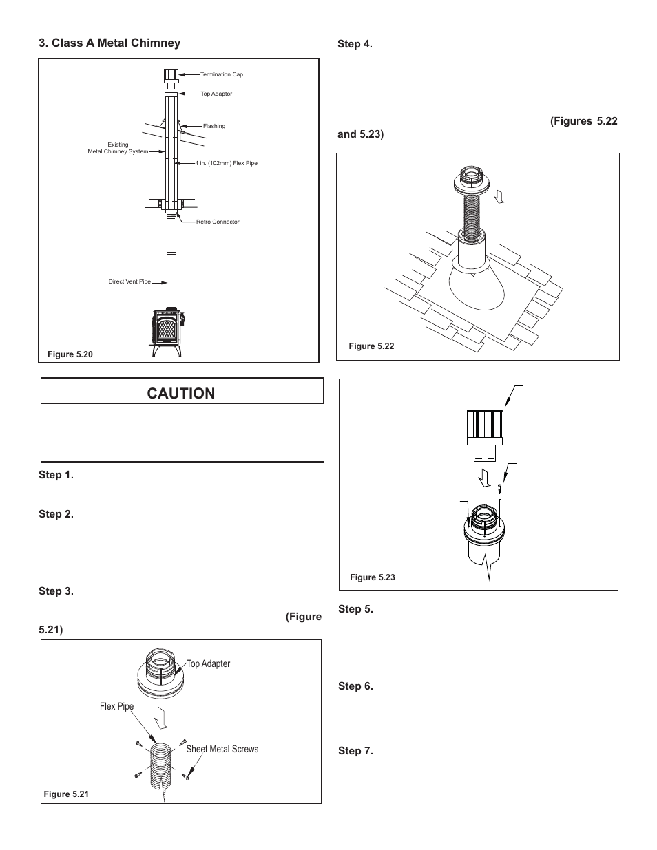 Caution, Class a metal chimney | OmniTek TOPAZ 839-1340 User Manual | Page 19 / 56