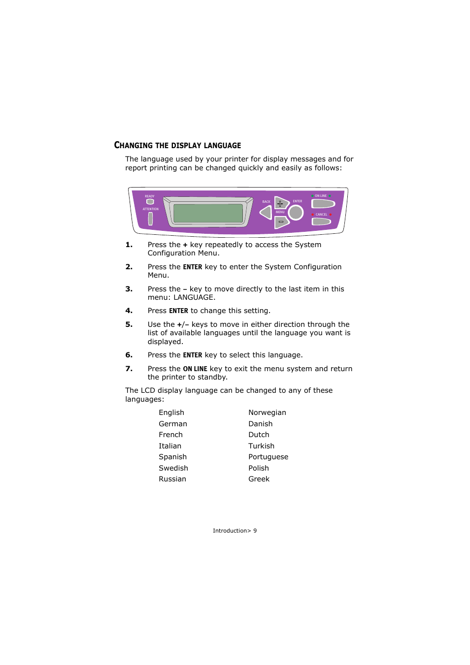 Changing the display language | Oki C5250 User Manual | Page 9 / 83