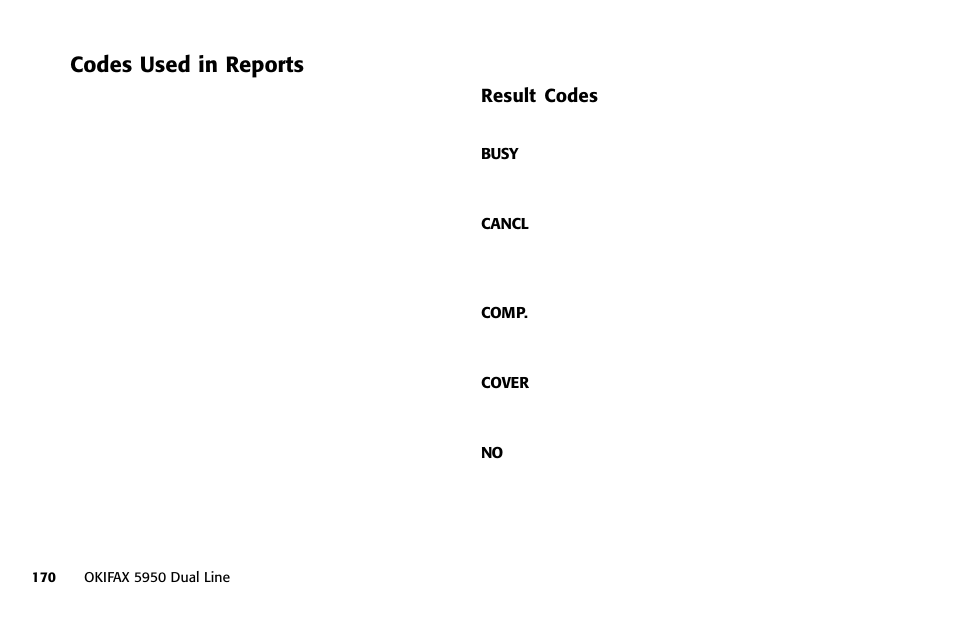 Codes used in reports | Oki FAX 5950 User Manual | Page 184 / 248