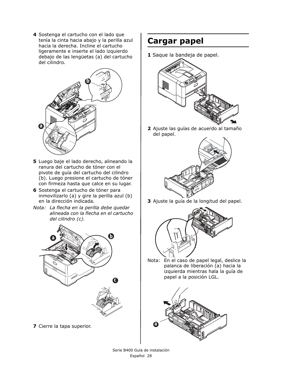 Cargar papel | Oki B430DN User Manual | Page 28 / 48