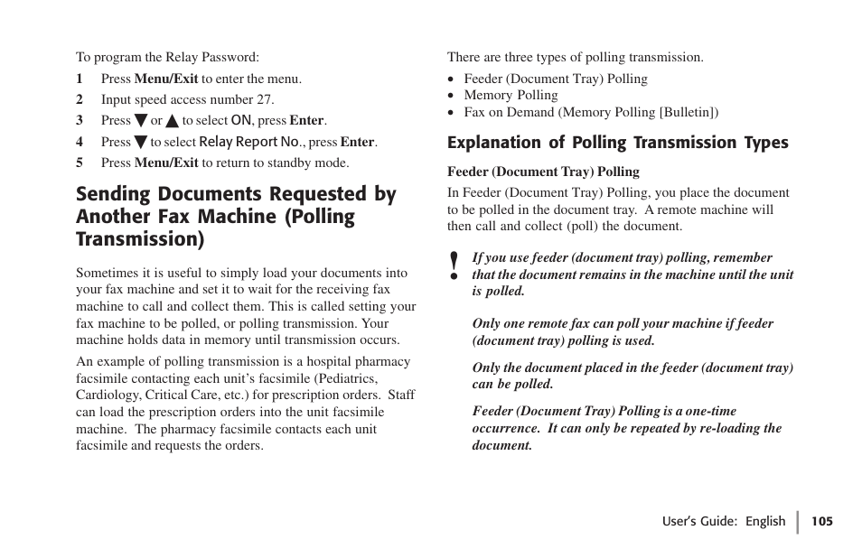 Explanation of polling transmission types | Oki 59502 User Manual | Page 105 / 172