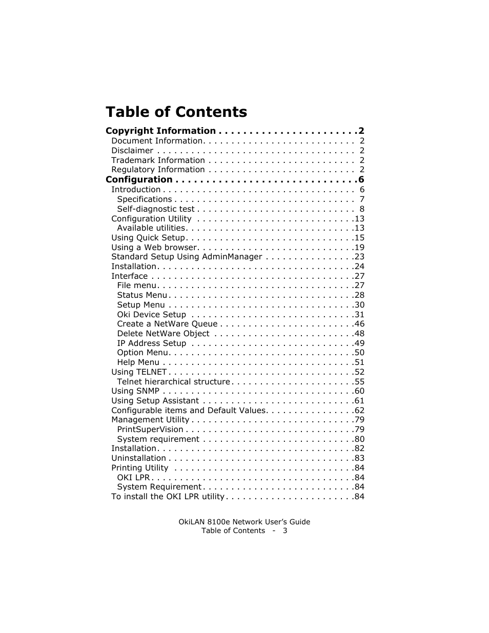 Oki lan 8100e User Manual | Page 3 / 140