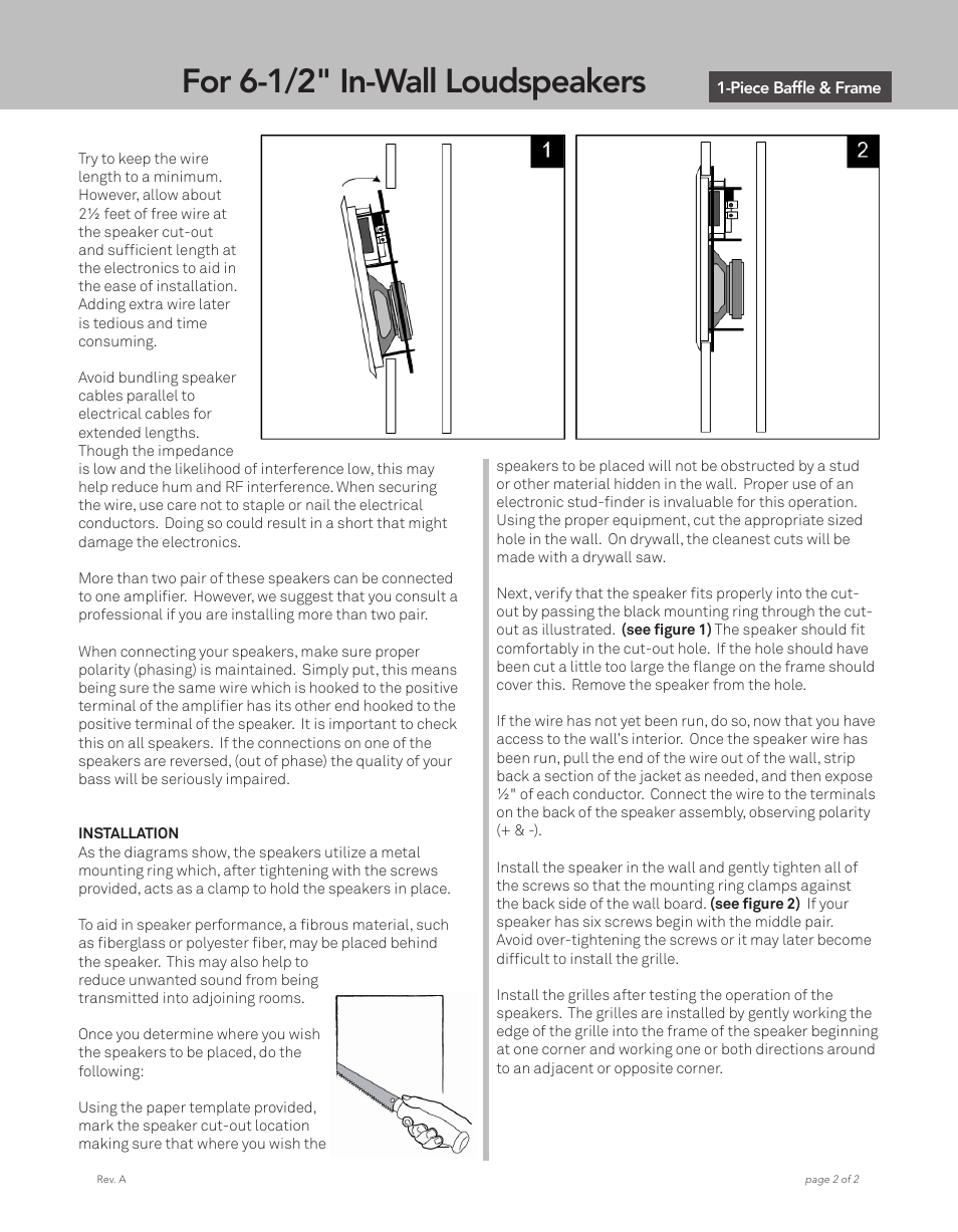 For 6-1/2" in-wall loudspeakers | OEM Systems NTO FOUND SE-691E User Manual | Page 2 / 2