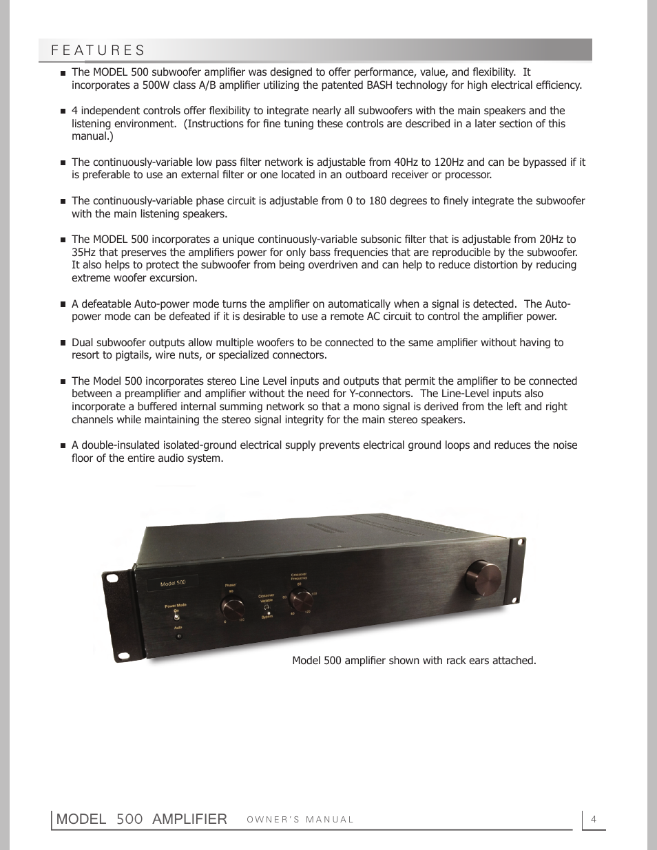 Model 500 amplifier | OEM Systems 500 User Manual | Page 4 / 12