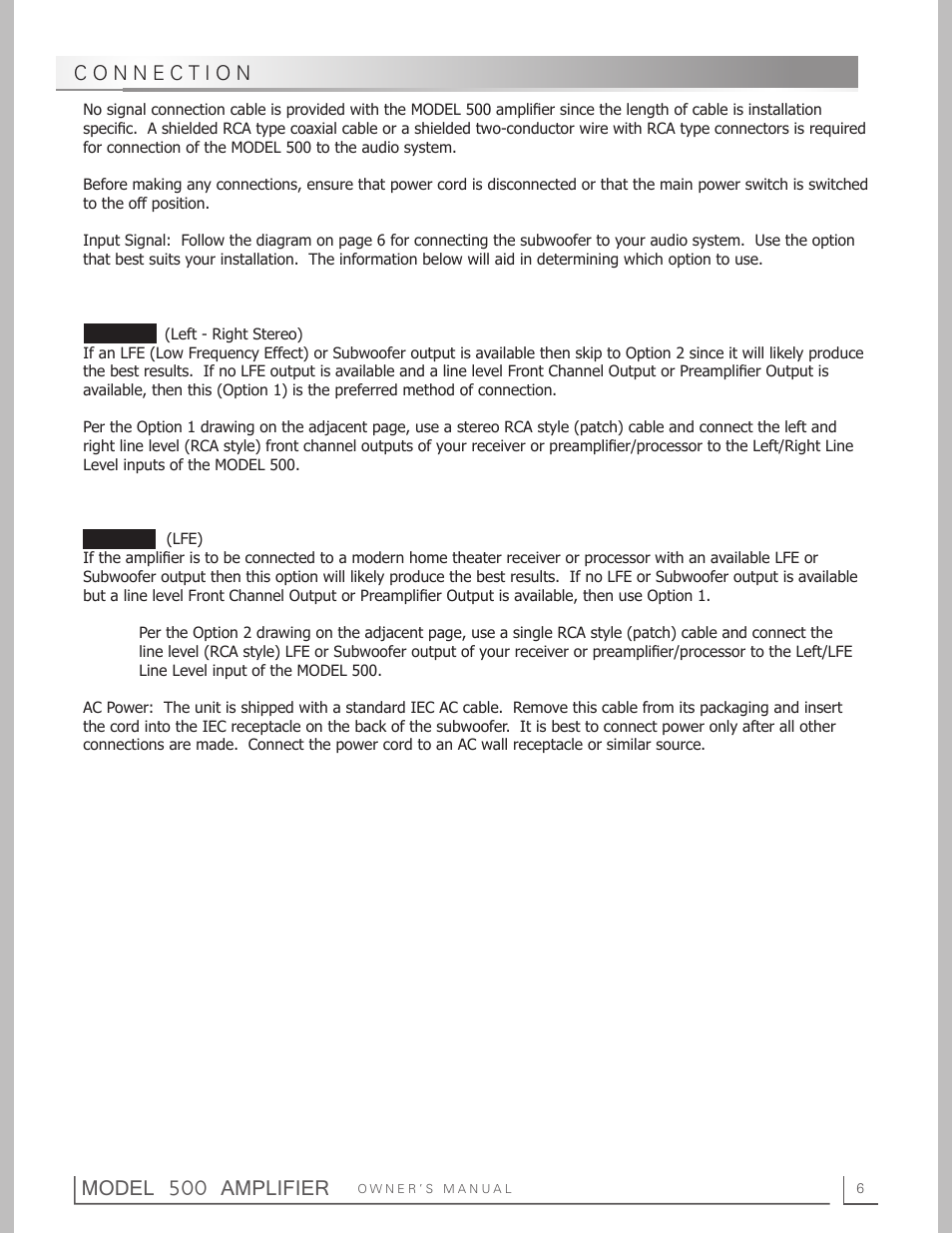 Model 500 amplifier | OEM Systems 500 User Manual | Page 6 / 12