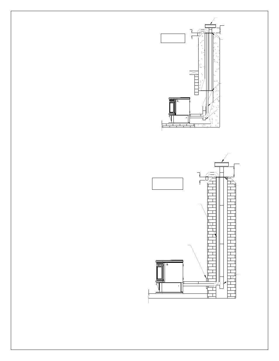 Figure 20 venting through masonry chimney, Figure 21 venting through side of masonry chimney | Osburn Stoves by SB I HYBRID 35 User Manual | Page 12 / 36