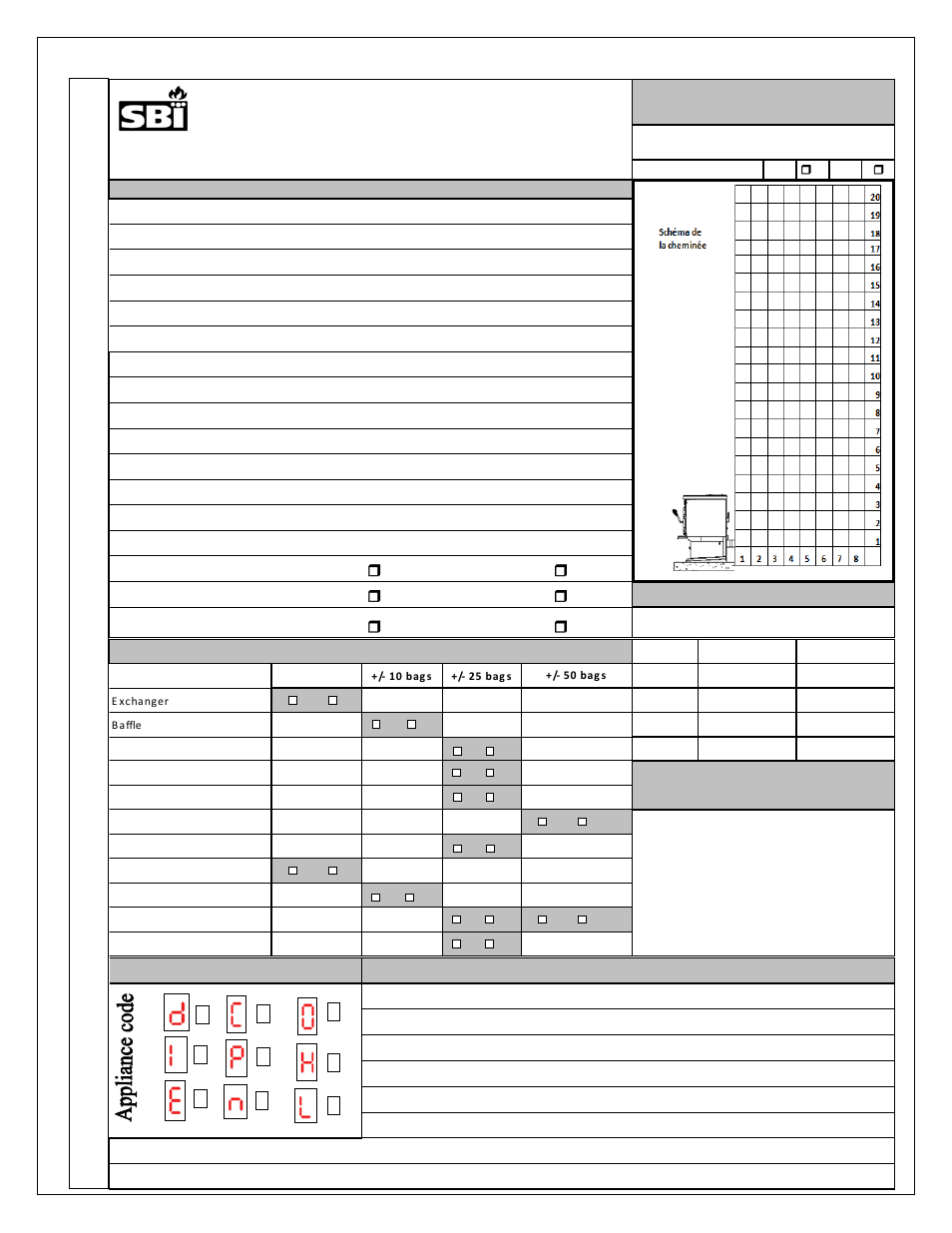 Appendix b, Inspec t io n and rep a ir f o rm | Osburn Stoves by SB I HYBRID 35 User Manual | Page 35 / 36