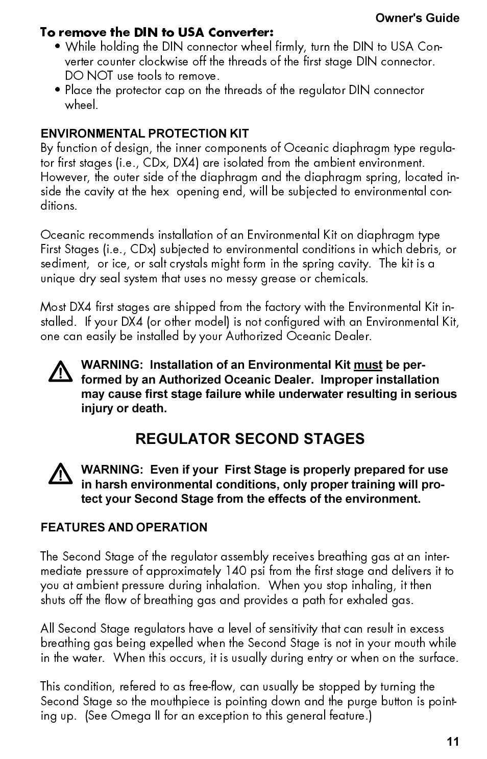 Regulator second stages | Oceanic Regulator Equipment User Manual | Page 11 / 20